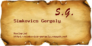 Simkovics Gergely névjegykártya